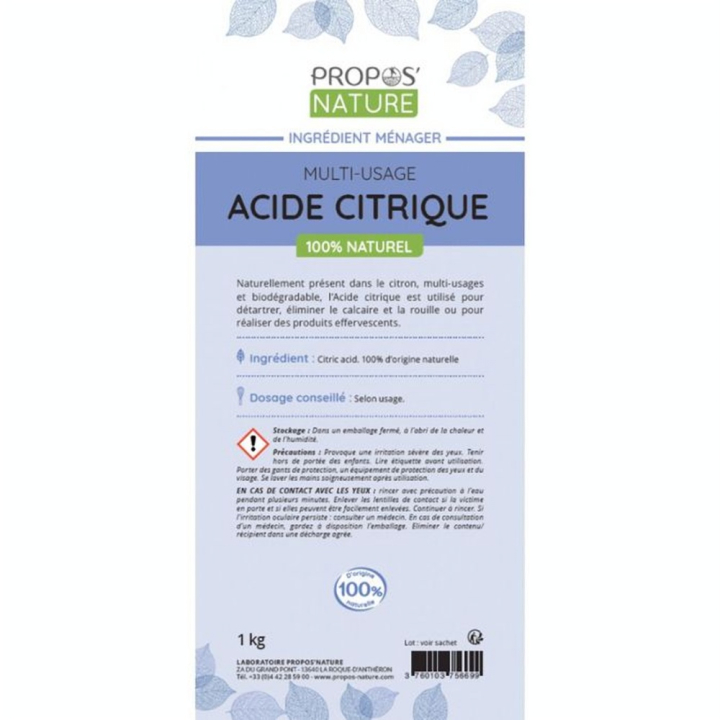 Acide citrique 100 % naturel 100 g - Joli'Essence - Rougier et Plé