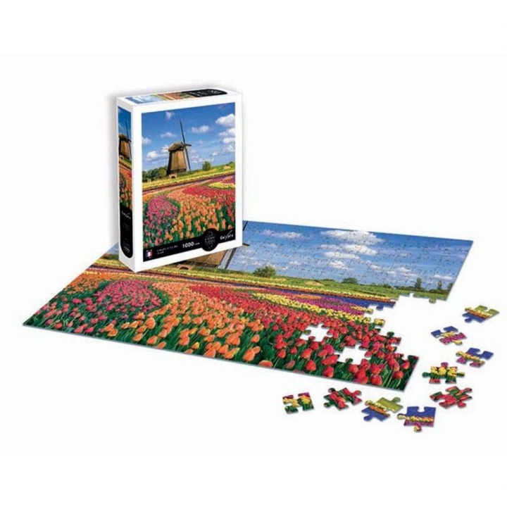 Puzzle 1000 pièces Champs de tulipes Hollande - Sentosphère - Rougier et Plé
