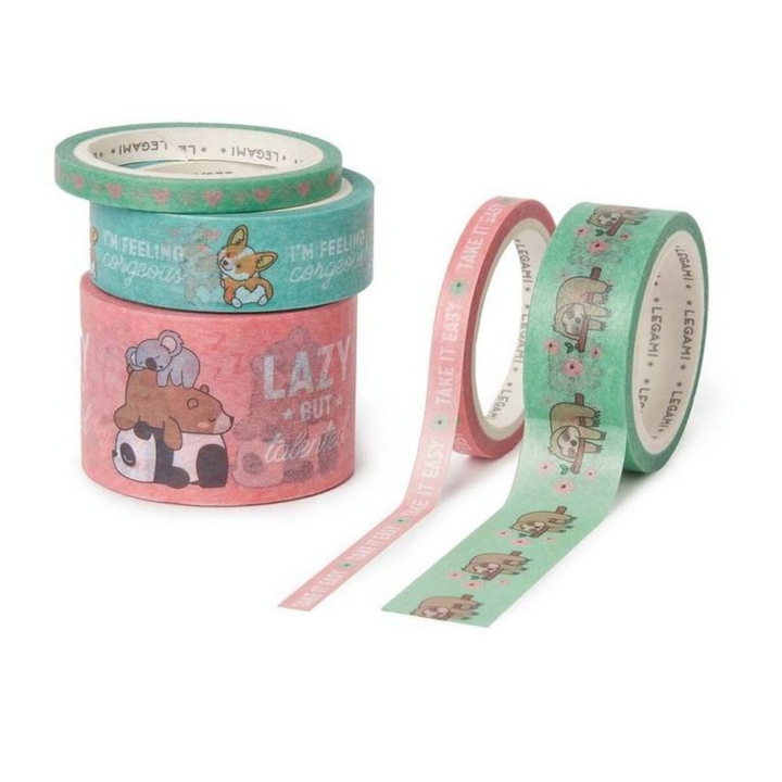 Washi Tape 5 m 5 pcs Animaux mignons - Legami - Rougier et Plé