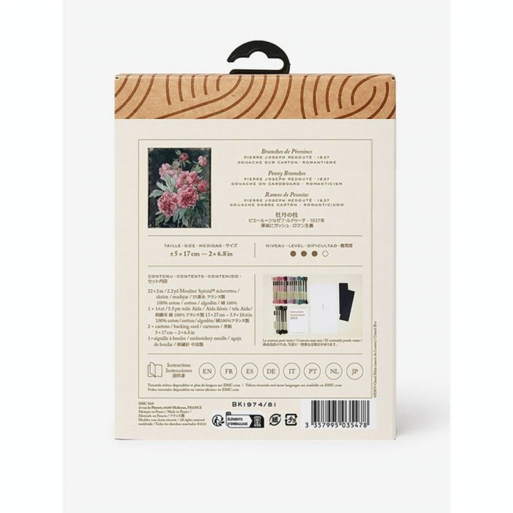 Kit Point de croix Marque-page Les Pivoines - DMC - Rougier et Plé