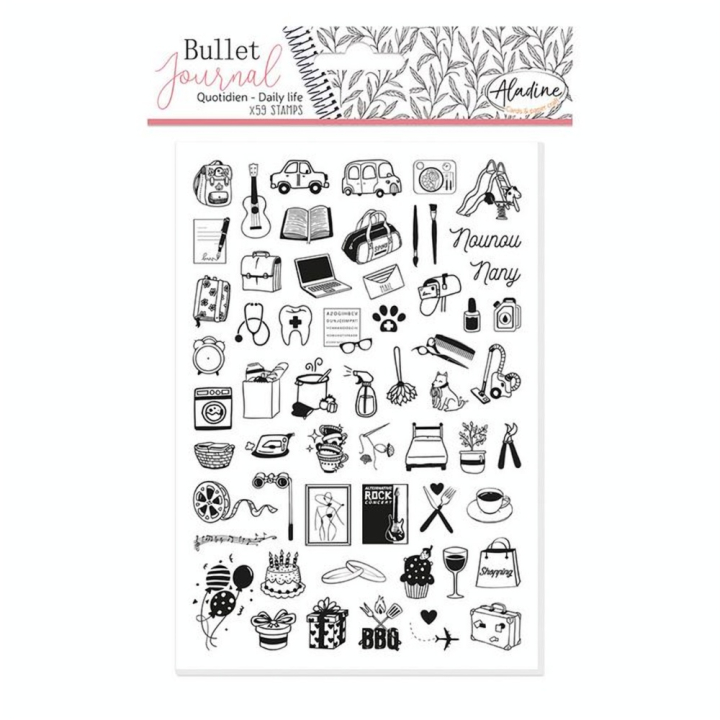 Tampon Stampo Bullet journal Quotidien 59 pcs - Aladine - Rougier et Plé
