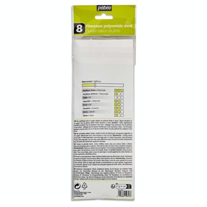 Pinceau court Synthétique 8 pcs Assortiment - Pébéo - Rougier et Plé