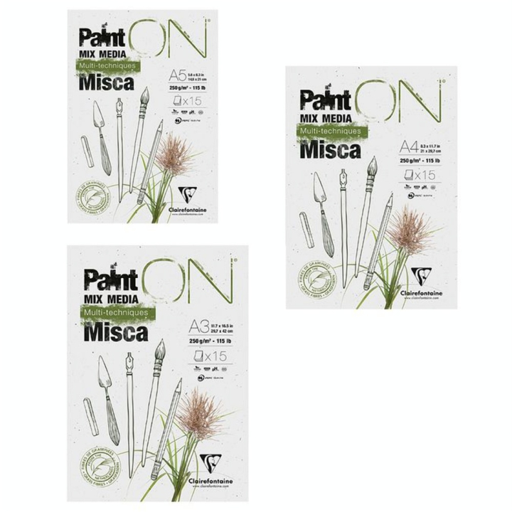 Bloc Paint'On Misca 250 g/m² 15 feuilles - Clairefontaine - Rougier et Plé