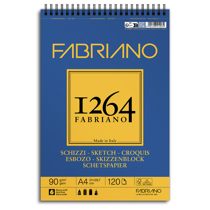 Bloc Papier Esquisse 90 g/m² Spirale haut - Fabriano - Rougier et Plé