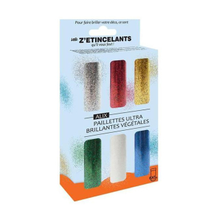 Paillettes Biodégradables Lot de 6 pots x 5 g Assorties - Cléopatre - Rougier et Plé