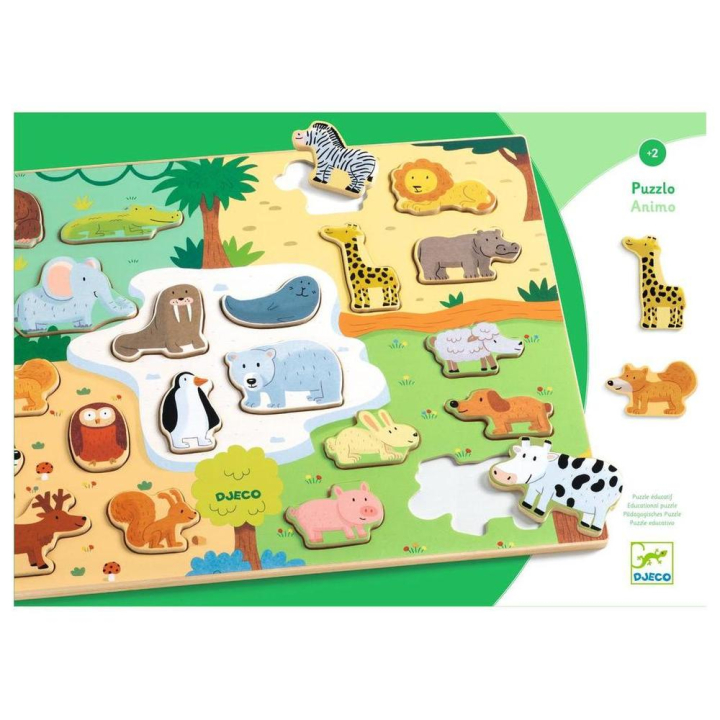 Puzzle en bois Puzzlo animo - Djeco - Rougier et Plé