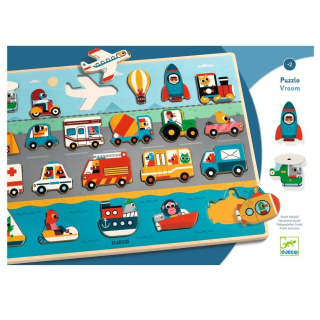 Puzzle en bois Puzzlo Vroom - Djeco - Rougier et Plé