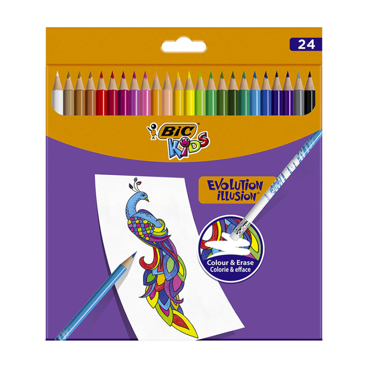Crayons de couleur Kids Evolution Illusion 24 pcs - Bic - Rougier et Plé
