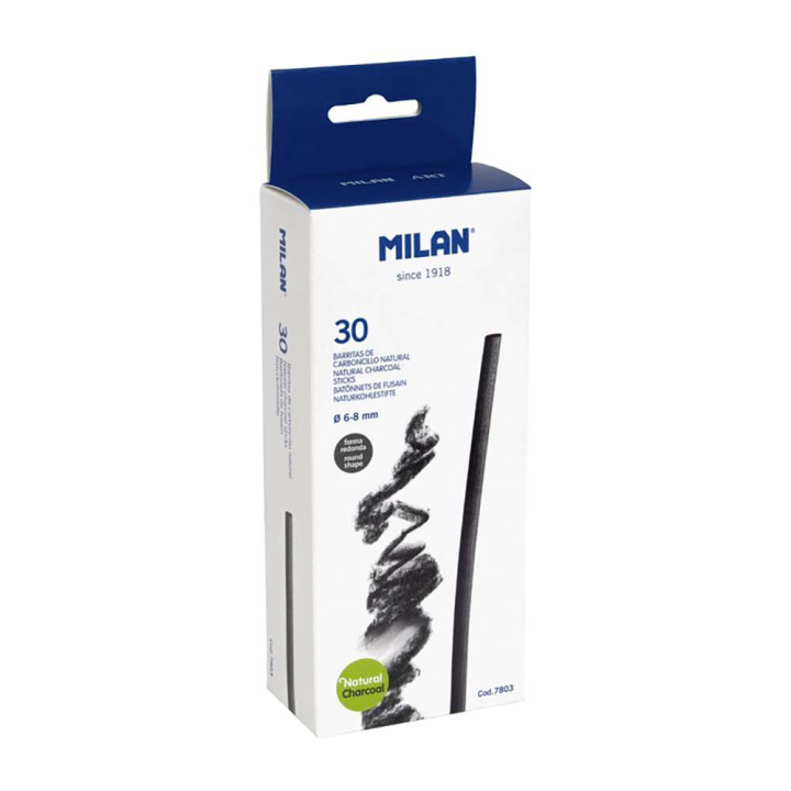 Bâtonnets de fusain naturel cylindrique Ø 6-8 mm - 30 pcs - MILAN - Rougier et Plé