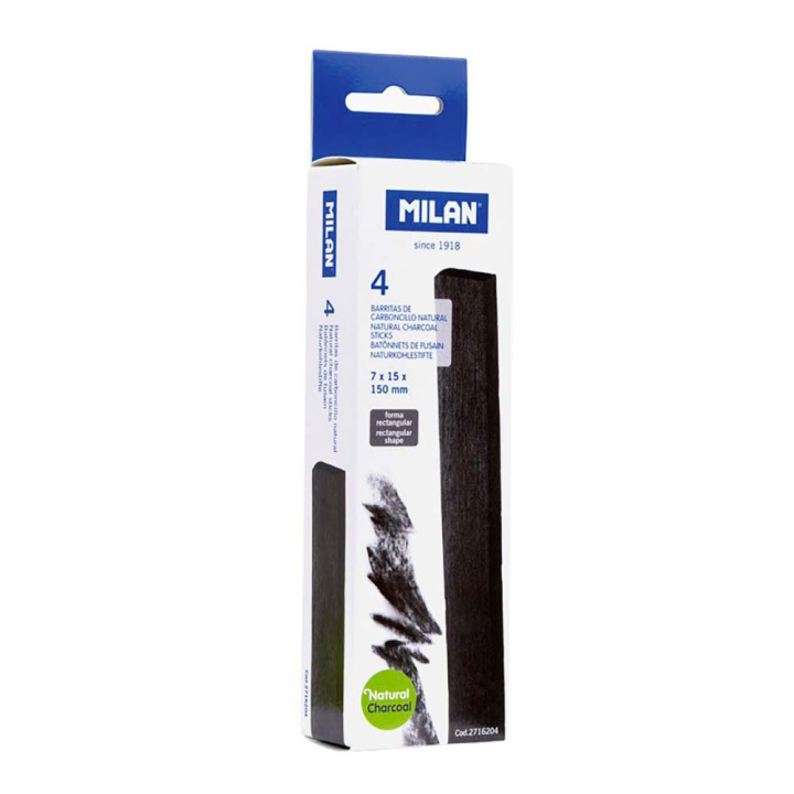 Bâtonnets de fusain naturel rectangulaire 15 x 7 mm - 4 pcs - MILAN - Rougier et Plé