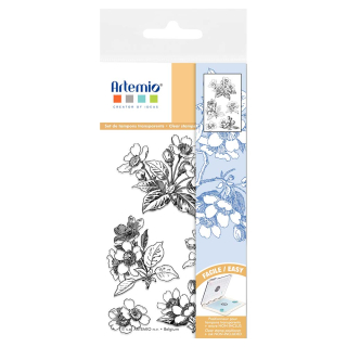 Tampon transparent Fleurs 14 x 9 cm - Artemio - Rougier et Plé
