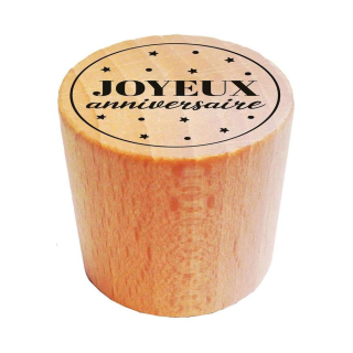 Tampon Bois Rond Joyeux anniversaire - Aladine - Rougier et Plé