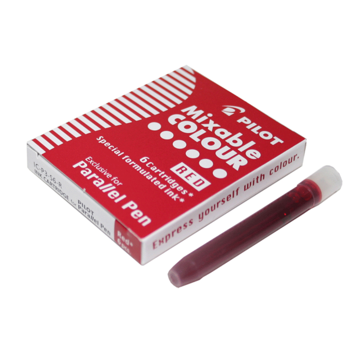 Cartouche d'encore Parallel Pen rouge par 6 - Pilot - Rougier et Plé