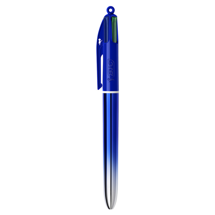 Stylo bille 4 couleurs Smooth Corps métallique irisé Bleu foncé - Bic - Rougier et Plé