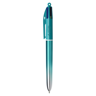 Stylo bille 4 couleurs Smooth Corps métallique irisé Cyan - Bic - Rougier et Plé