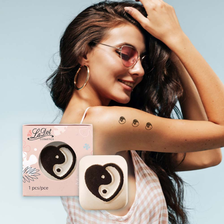 Petite pierre à tatouage Cœur yin-yang - Ladot - Rougier et Plé