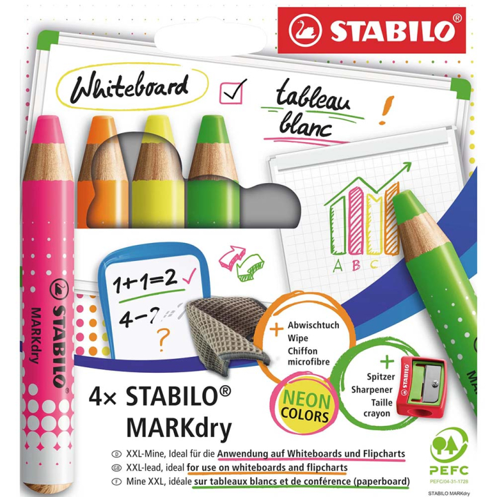 Étui de 4 marqueurs fluo Markdry - Stabilo - Rougier et Plé