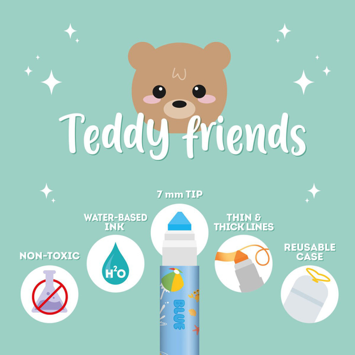 Feutres Teddy Friends 12 couleurs - Legami - Rougier et Plé