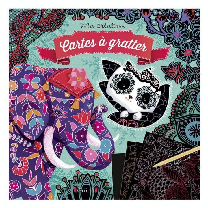 Pochette Mes créations : Carte à gratter Animaux du monde - Gründ - Rougier et Plé