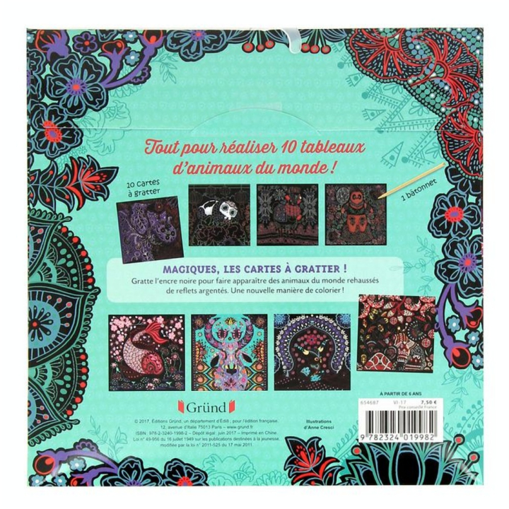 Pochette Mes créations : Carte à gratter Animaux du monde - Gründ - Rougier et Plé