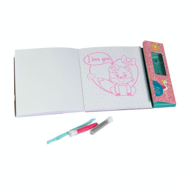 Livre coffret Cartes à pailleter et colorier : Animaux Kawaii - Fleurus - Rougier et Plé