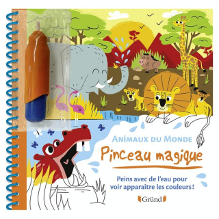 Livre de Coloriage Pinceau magique Animaux du Monde - Gründ - Rougier et Plé