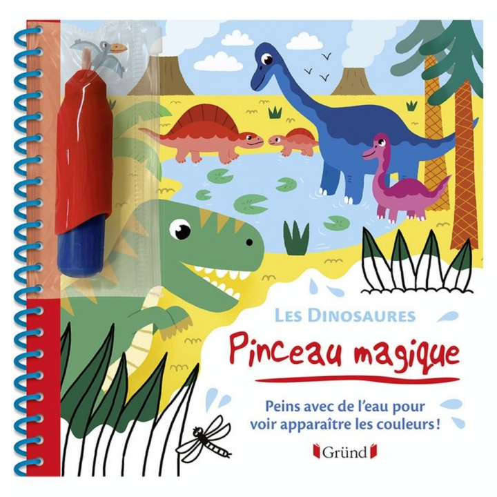 Livre de Coloriage Pinceau magique Les Dinosaures - Gründ - Rougier et Plé