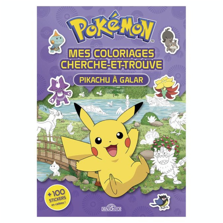 Livre de coloriage Mes coloriages cherche-et-trouve Pikachu à Galar - Dragon d'or - Rougier et Plé