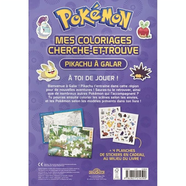 Livre de coloriage Mes coloriages cherche-et-trouve Pikachu à Galar - Dragon d'or - Rougier et Plé