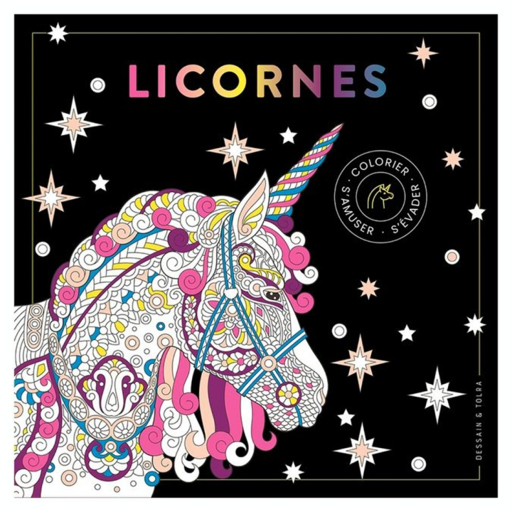 Livre de coloriage Black Coloriage Licornes - Dessain et Tolra - Rougier et Plé