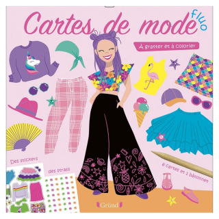 Pochette : 4 Cartes à gratter + 4 Cartes à colorier Mode Fluo - Gründ - Rougier et Plé