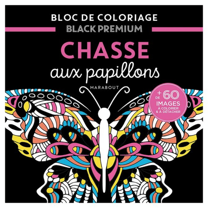 Bloc de coloriage Black Premium Chasse aux papillons - Hachette - Rougier et Plé