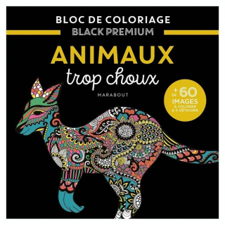 Bloc de coloriage Black Premium Animaux trop choux - Marabout - Rougier et Plé