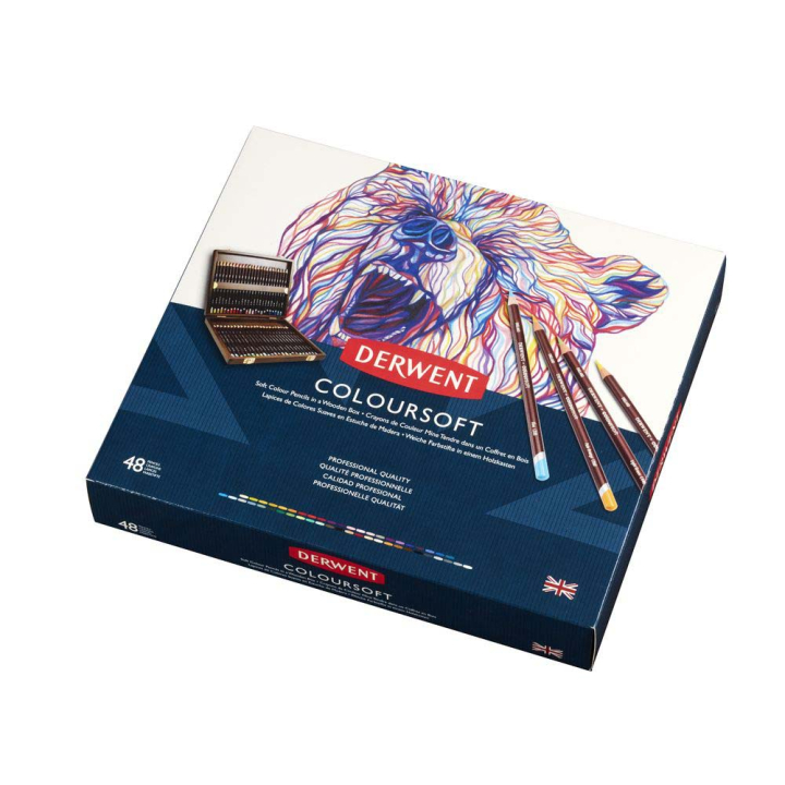 Crayon de couleur Coloursoft Coffret bois 48 pcs - Derwent - Rougier et Plé