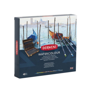 Crayon de couleur aquarellable Watercolour Coffret bois 48 pcs - Derwent - Rougier et Plé