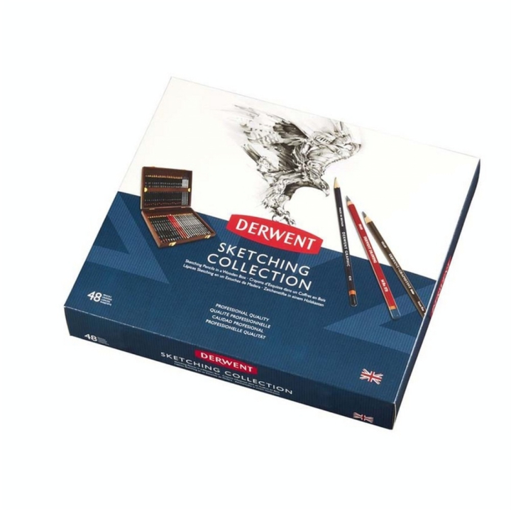Crayon esquisse Sketching Collection Coffret bois 48 pcs - Derwent - Rougier et Plé