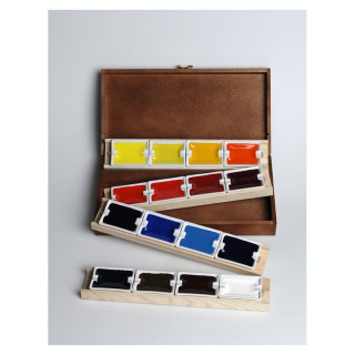 Aquarelle Extra-Fine + 4 Supports Coffret Acajou 16 godets géants - BLOCKX - Rougier et Plé