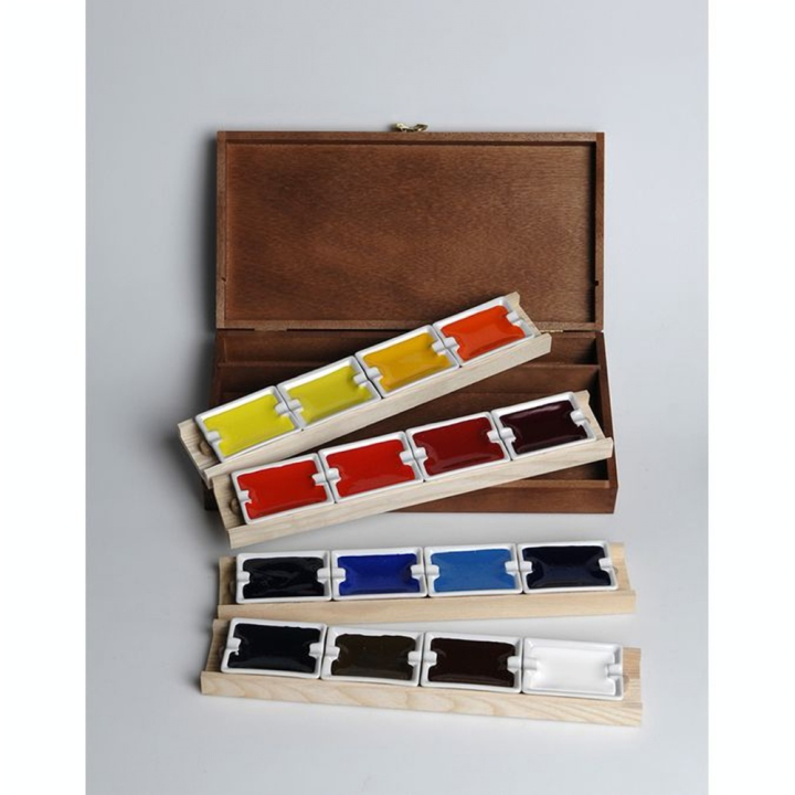 Aquarelle Extra-Fine + 4 Supports Coffret Acajou 16 godets géants - BLOCKX - Rougier et Plé