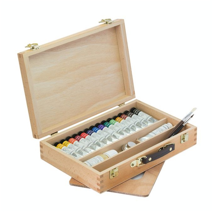 Coffret en Bois Tempera Extra-Fine 15 Tubes 21 ml - Sennelier - Rougier et Plé