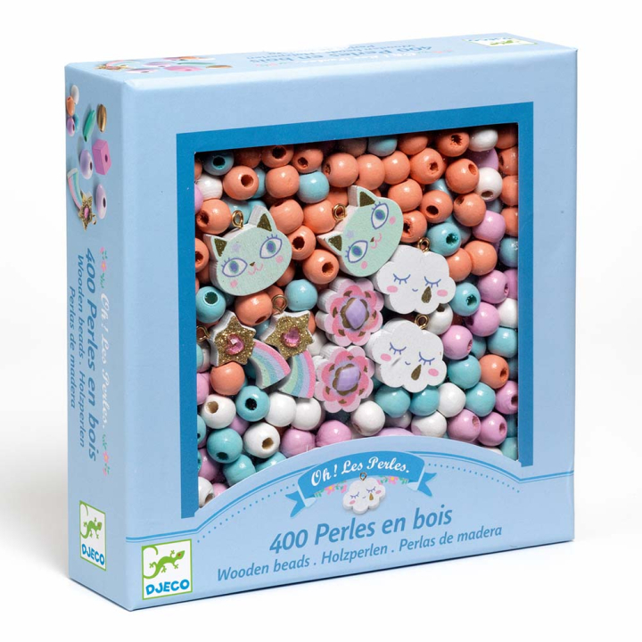 Perles en bois Arc-en-ciel 400 pcs - Djeco - Rougier et Plé