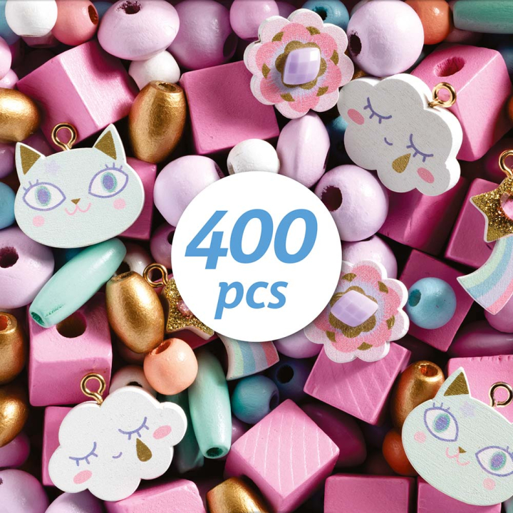 Perles en bois Arc-en-ciel 400 pcs - Djeco - Rougier et Plé