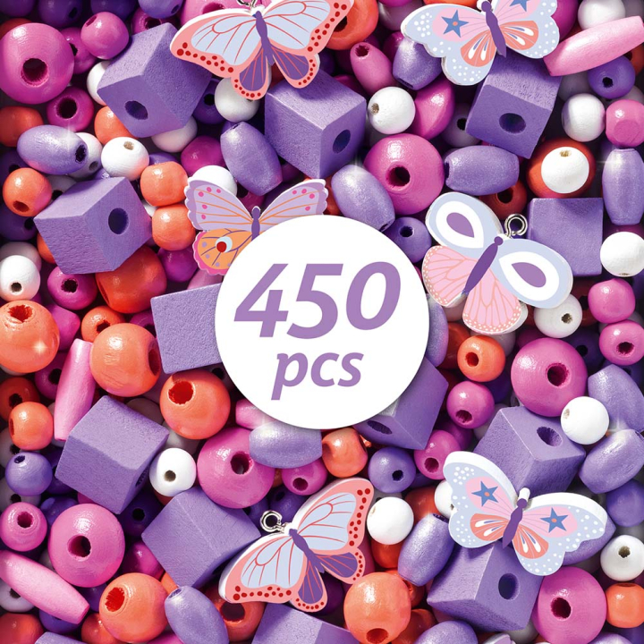 Perles en bois Papillons 450 pcs - Djeco - Rougier et Plé