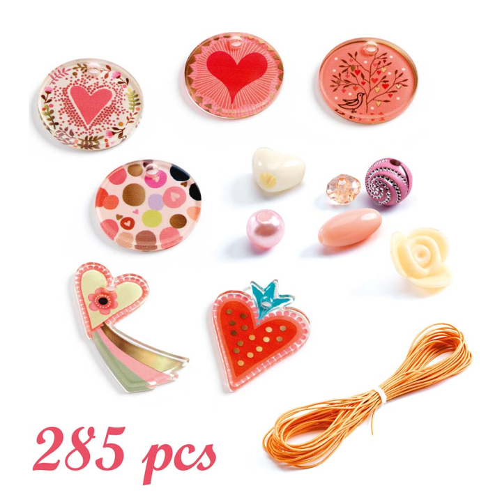 Perles fantaisies Cœurs 285 pcs - Djeco - Rougier et Plé