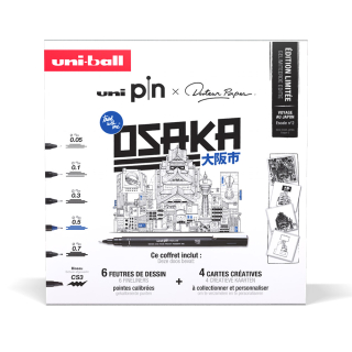 Coffret Uni Pin x Docteur Paper Osaka 6 feutres + 4 cartes créatives - Uni - Rougier et Plé