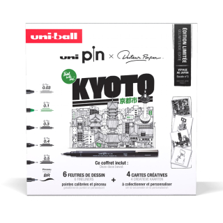 Coffret Uni Pin x Docteur Paper Kyoto 6 feutres + 4 cartes créatives - Uni - Rougier et Plé