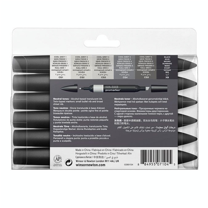 Set de 6 Promarker tons neutres - Winsor & Newton - Rougier et Plé