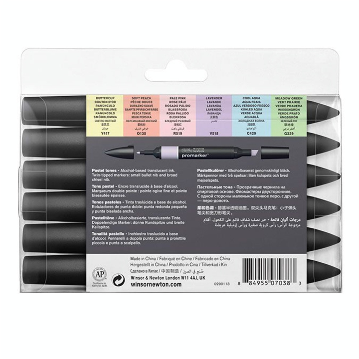 Set de 6 Promarker tons pastels - Winsor & Newton - Rougier et Plé