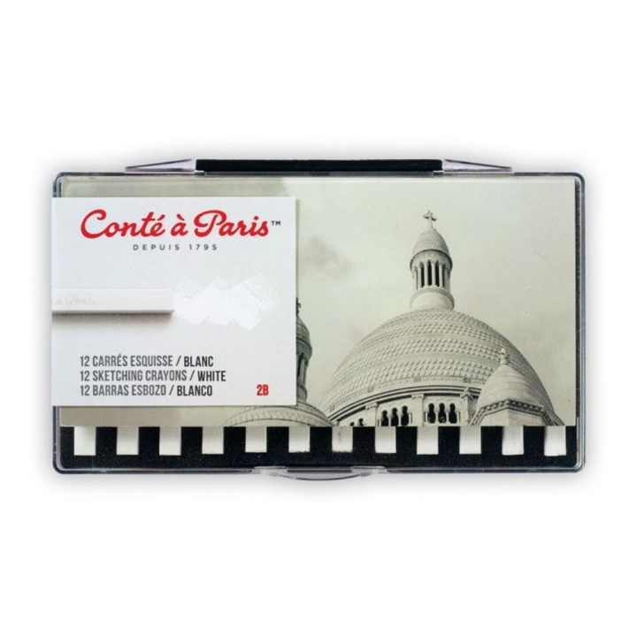 Pastel sec carré blanc 2B par 12 - Conté à Paris - Rougier et Plé