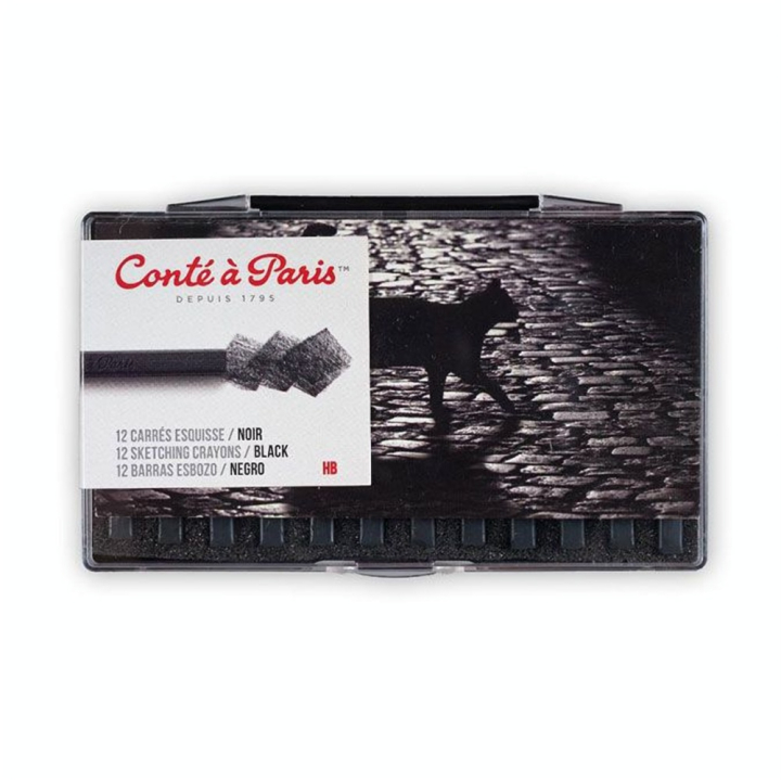 Pastel sec carré noir 2B par 12 - Conté à Paris - Rougier et Plé