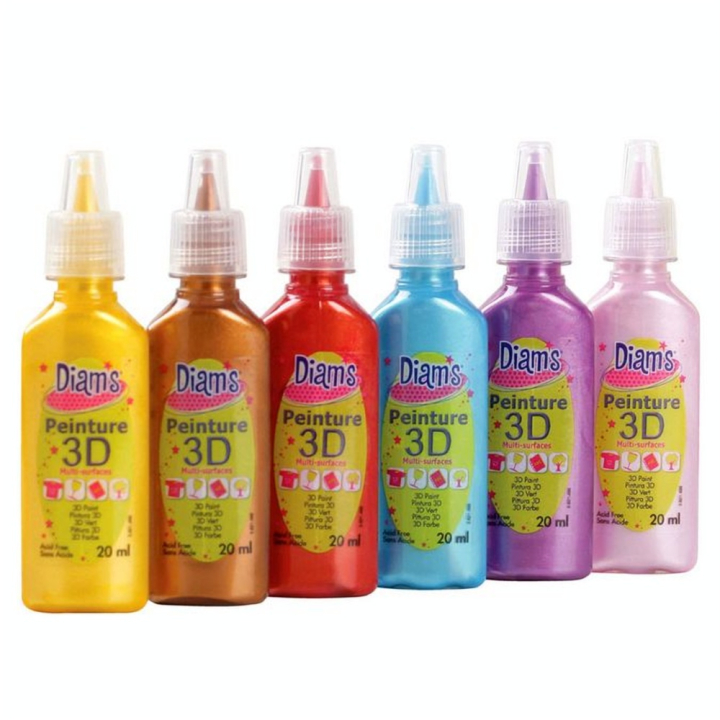 Peinture 3D mini - Nacré 6 x 20 ml - Diams - Rougier et Plé